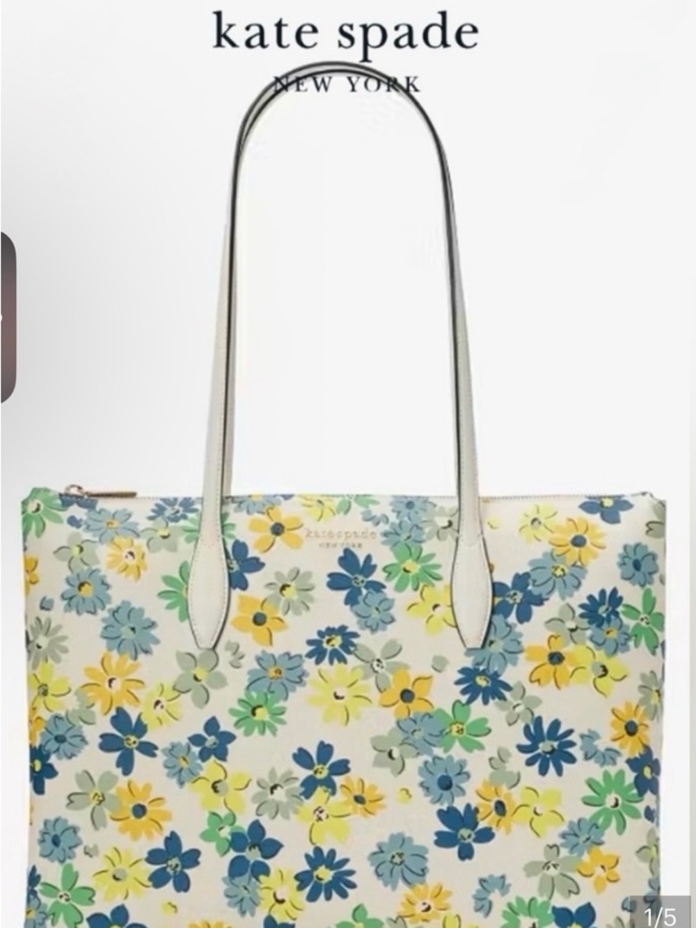 NWT Kate spade Floral Tote in White, Yellow & Blue